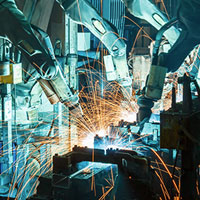 photo of production line robots