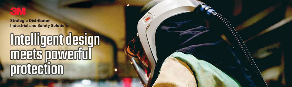 man wearing 3m versaflow respirator