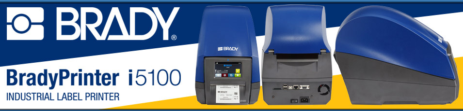 Brady Printer i5100 Industrial Label Printer header image showing a photo of the interior of the i7100.