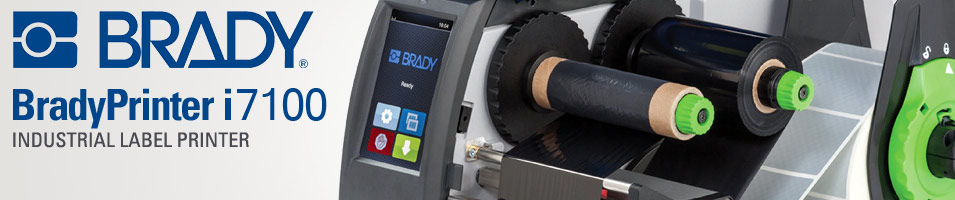 Brady Printer i7100 Industrial Label Printer header image showing a photo of the interior of the i7100.