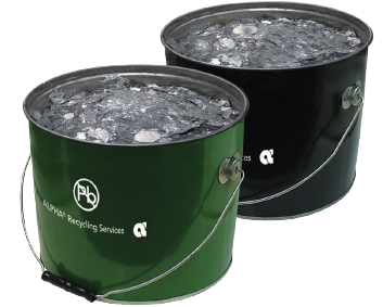 buckets of reusable materials