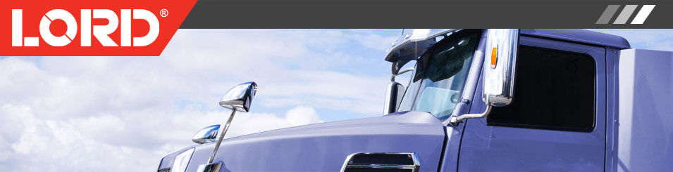 LORD Logo on top of a photo of a purple semi truck cab.