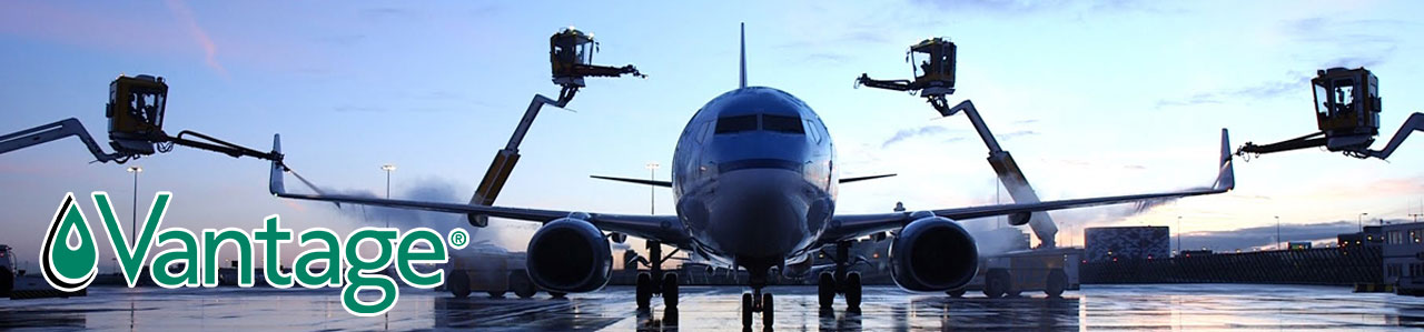 Vantage logo layered over a photo of an aircraft being cleaned.