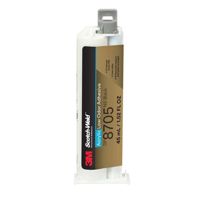 3M™ Scotch-Weld™ Low Odor Acrylic Adhesive DP8705NS, Black, 45ml Duo-Pak, 12/Case