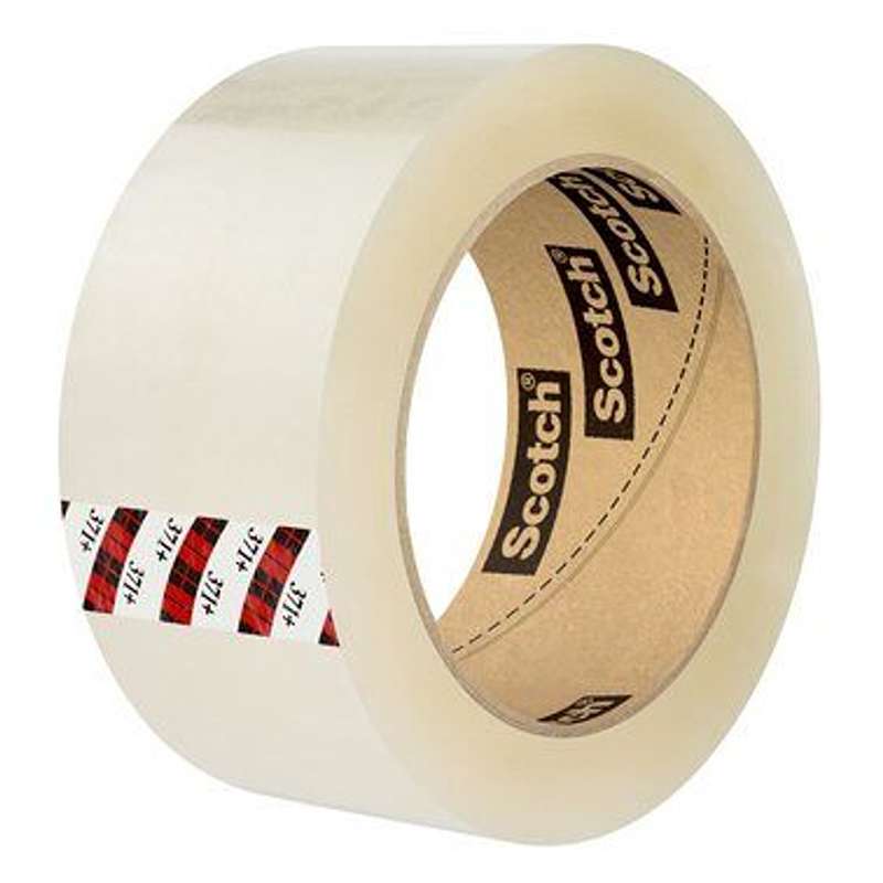 3M™ Scotch® Box Sealing Tape 371, Clear, 72mm x 100m Roll, 24 per Case