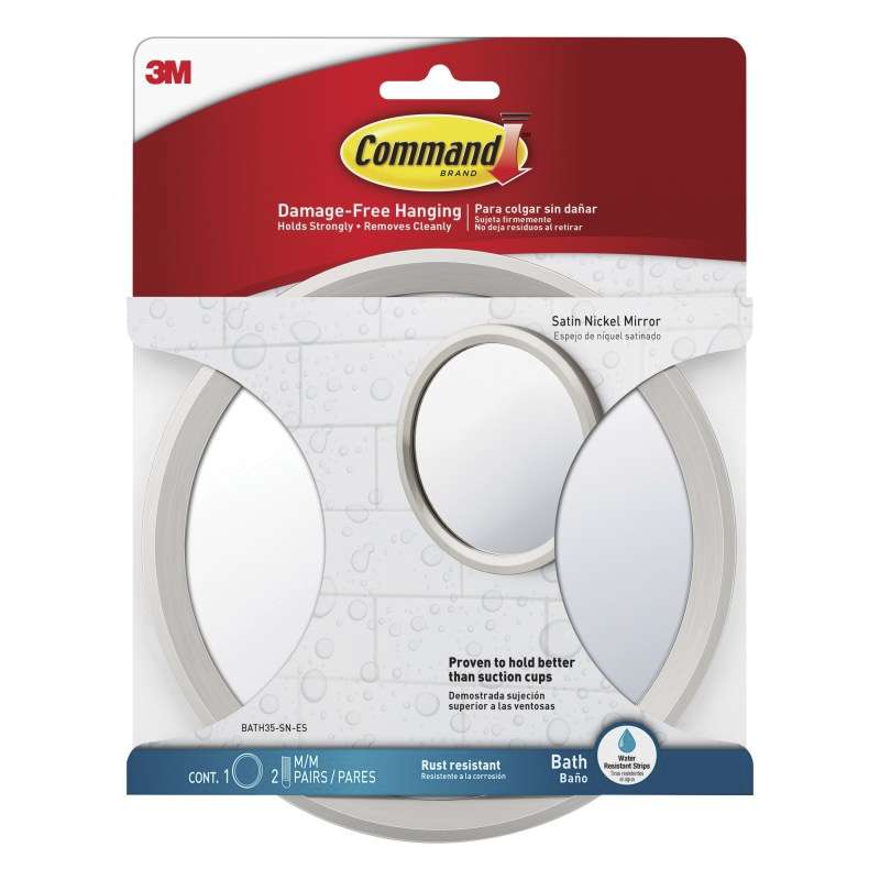 Command™ Bath Mirror, Satin Nickel, BATH35-SN-ES