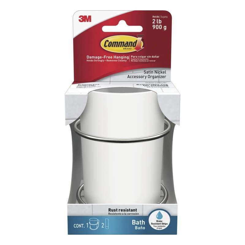 Command™ Accessory Organizer, Satin Nickel, BATH38-SN-ES