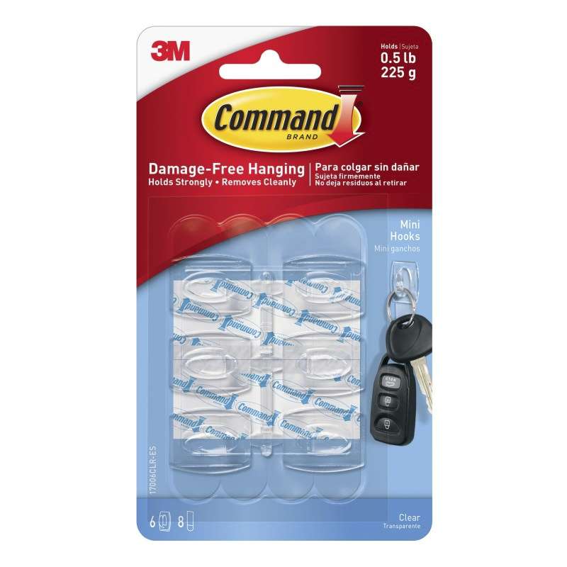 Command™ Clear Mini Hooks Clipstrip 17006CLR-CS