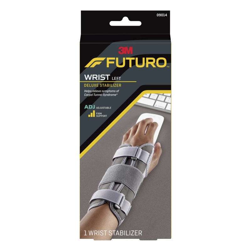 FUTURO™ Deluxe Wrist Stabilizer Left Hand, 09014ENR, Adjustable. Grey