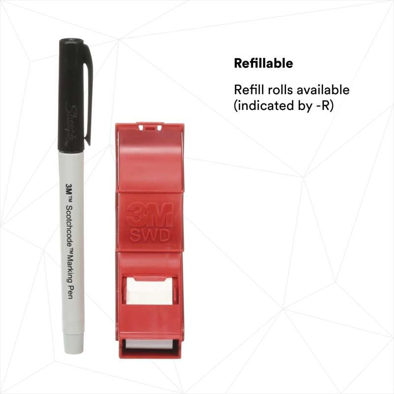 3M™ ScotchCode™ Wire Marker Write-On Dispenser with Tape and Pen SWD, 0.75 in x 1.375 in, 10/Case