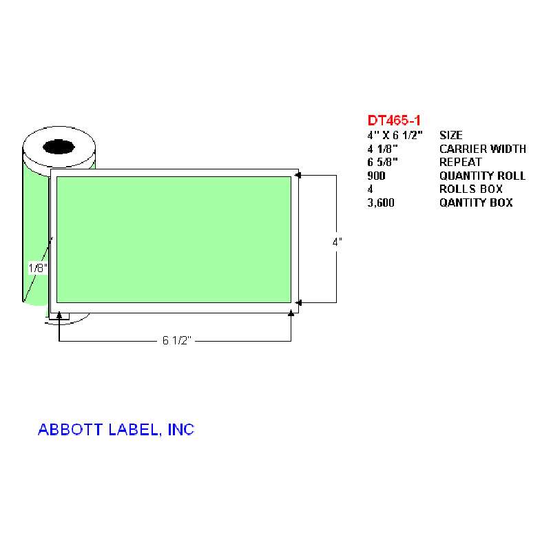 Direct Thermal Labels, Permanent Adhesive, 3" Core, 4.0" x 6.5" 900 Labels/Roll