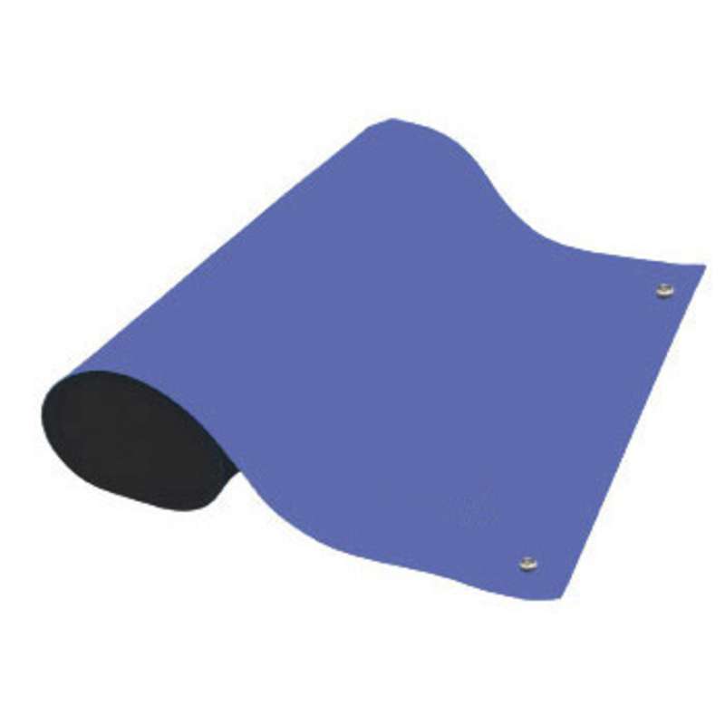 Dualmat® 2-Layer Dissipative/Conductive Rubber Worktop Mat with Two Snaps, Royal Blue/Black, 30 x 60 x .080"