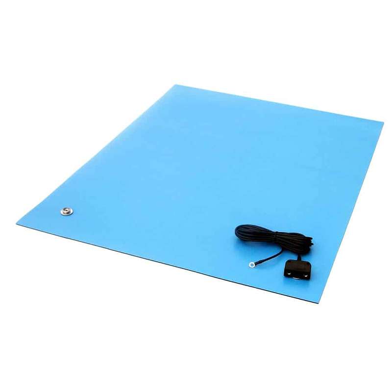 2-Layer Diss/Cond Smooth Heavy Duty Rubber Worktop Cut Mat, Blue, 36" x 72" x .080" (Hardware Included)