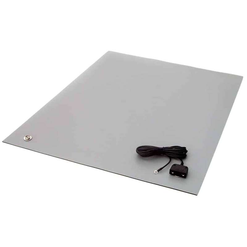 2-Layer Diss/Cond Smooth Heavy Duty Rubber Worktop Cut Mat, Gray, 24" x 36" x .080" (Hardware Included)
