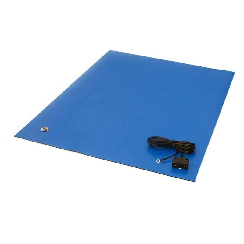 2-Layer Diss/Cond Textured Heavy Duty Rubber Worktop Cut Mat, Dark Blue, 24" x 48" x .080" (Hardware Included)