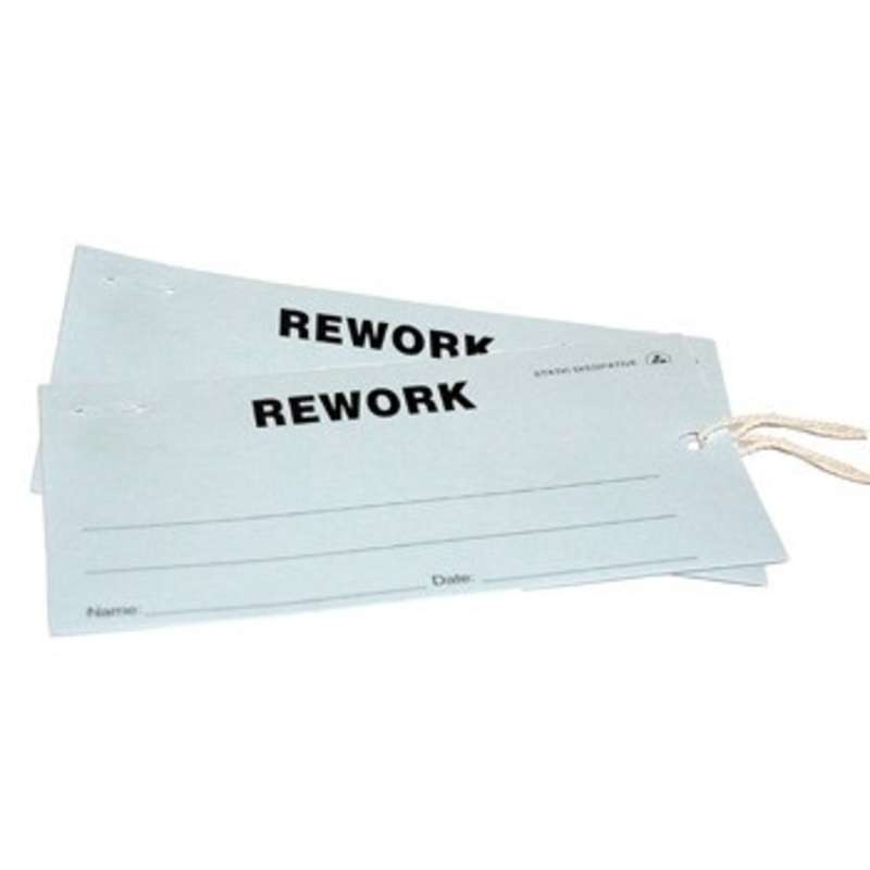 ESD-Safe Blue "Rework" Paper Tags, 2-3/4 x 5", 100 per Package