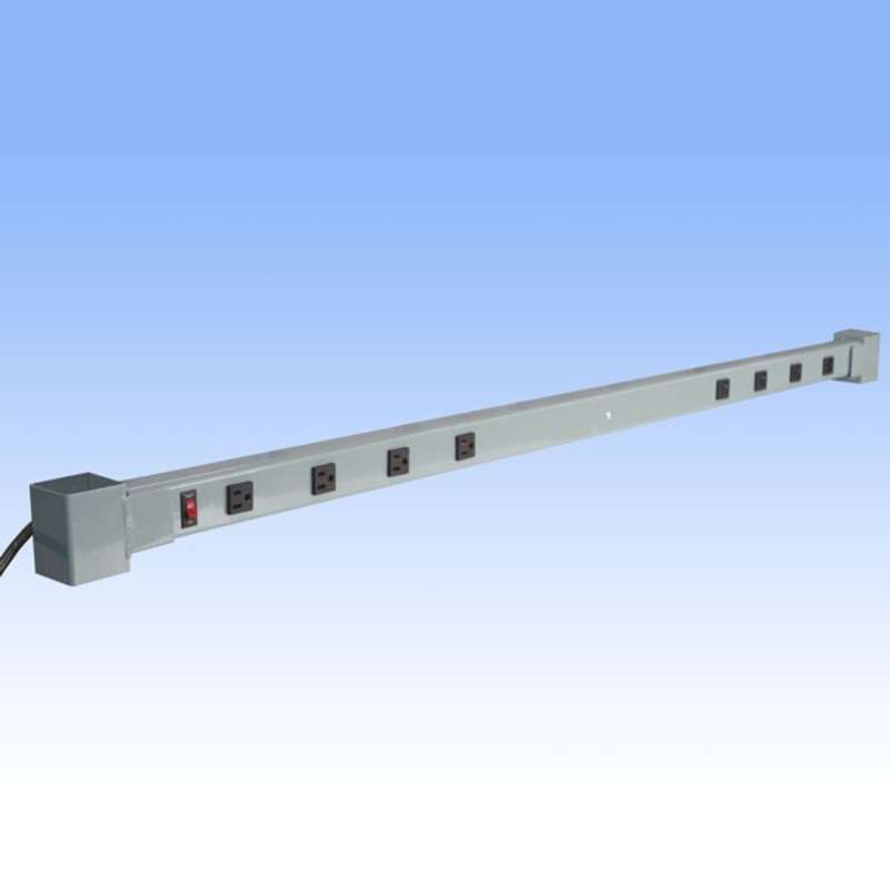 Adjustable Aluminum Power Strip with 8 Outlets for All-Spec Heavy Duty 120" Chemical Resistant Benches, Grey