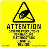 Label, Yellow/Black 2" x 2" 1000 per Roll "Attention Observe Precautions" redirect to product page