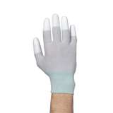 ESD-Safe Low Lint Nylon Fingertip Coated Gloves, Gray, Small, 1-Pair redirect to product page