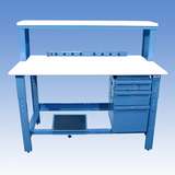 Adjustable Height ESD-Safe Workbench with 1000 lb Weight Capacity, Rolled Front Edge, Instrument Shelf and Accessories, 30 x 60 redirect to product page