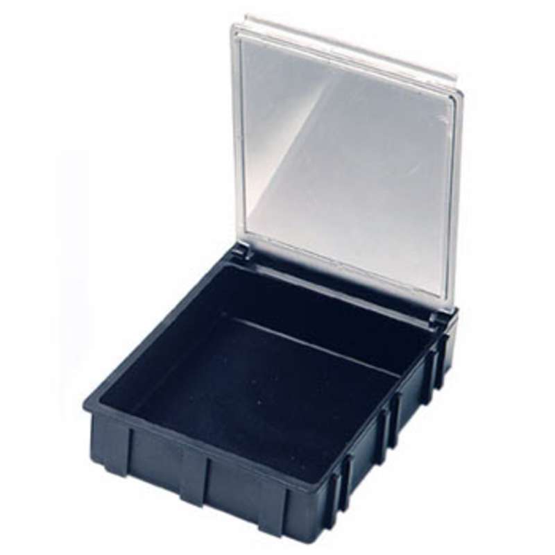 Conductive Hinged SMD Storage Box with Transparent Lid, 2-5/8 x 2-1/4 x 19/32"