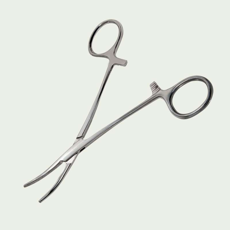 Self-Clamping Forceps with Curved Serrated Tips, 5-1/2" Long