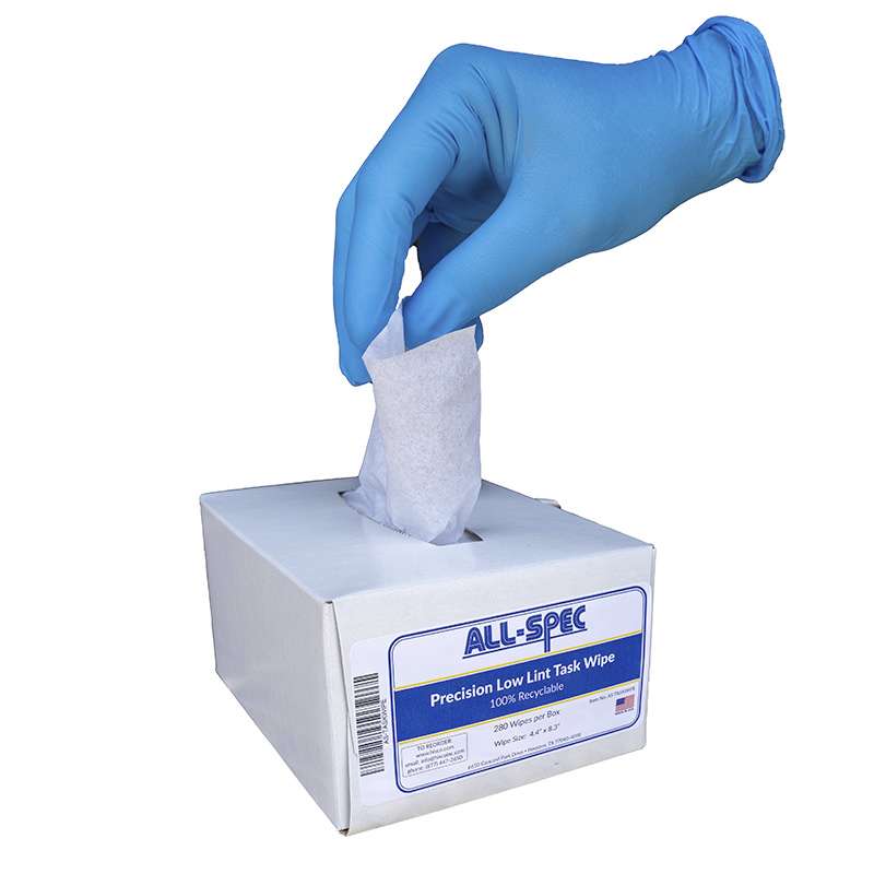 Precision Low Lint Task Wipe, 100% Recyclable, 4.4" x 8.3", 280 per Box