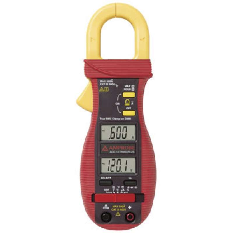 TRMS-PLUS Digital Clamp-On Multimeter with Dual Display, Test Leads and Soft Carrying Pouch