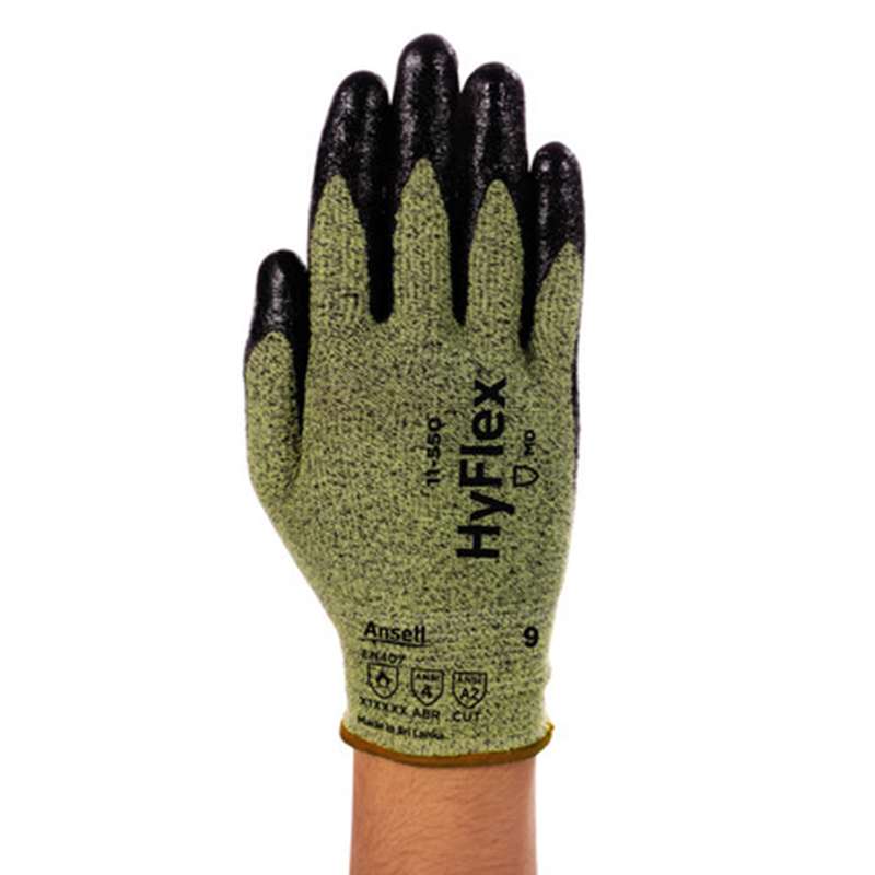 Hyflex® Cut Resistant Antistatic Gloves, 11-550, Green and Black, Size 7, 144 Pair per Case