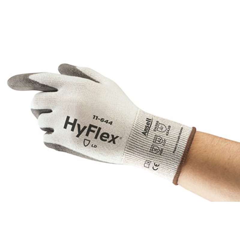 HyFlex® Polyethylene Powder Free Palm Coated Grey 13 Gauge Polyurethane Glove, X-Large, 9" Long, 12-Pair per Bag