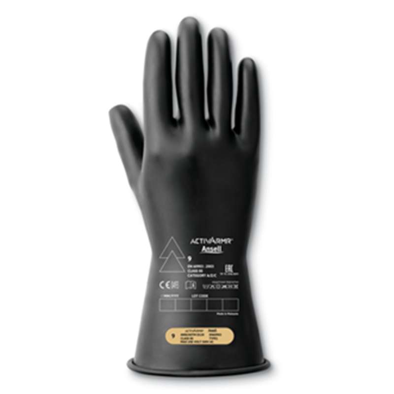 black rubber glove with printing