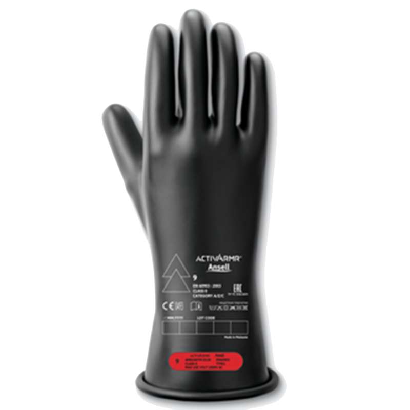 Black rubber glove with printing