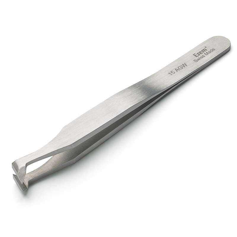 Style 15AGW Swiss Oblique Head Carbon Cutting Tweezer with Curved Tips, 4-1/2" Long