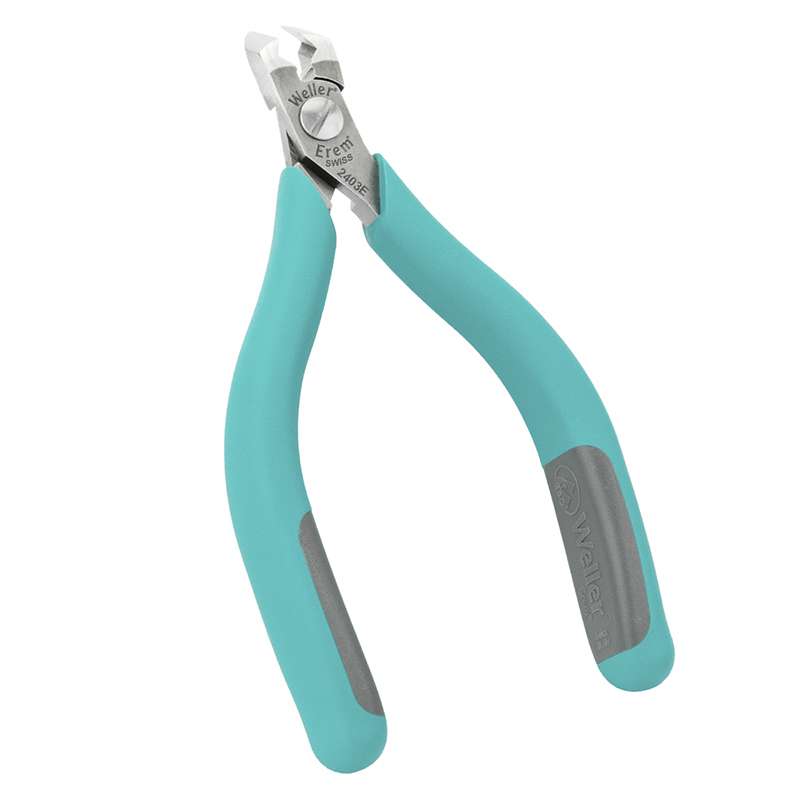 ESD-Safe Angled Head Full Flush Cutters with Cushion Grip Handles, 5" Long