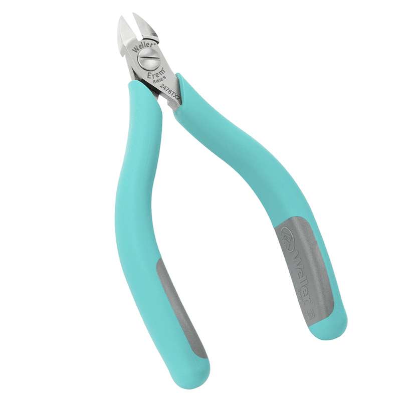 Erem 2476TX2 Carbide Tip Cutter, Round Head, Full Flush Cut, 5" Length, 0.433" Jaw Length, Ergonomic Handle