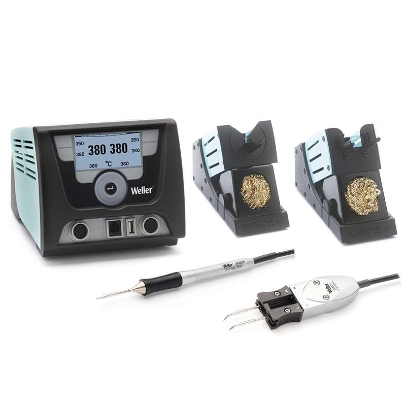 ESD-Safe WX Series Dual Channel Digital Soldering Station with WXMP Pencil, WXMT Tweezers and Stands, 120V