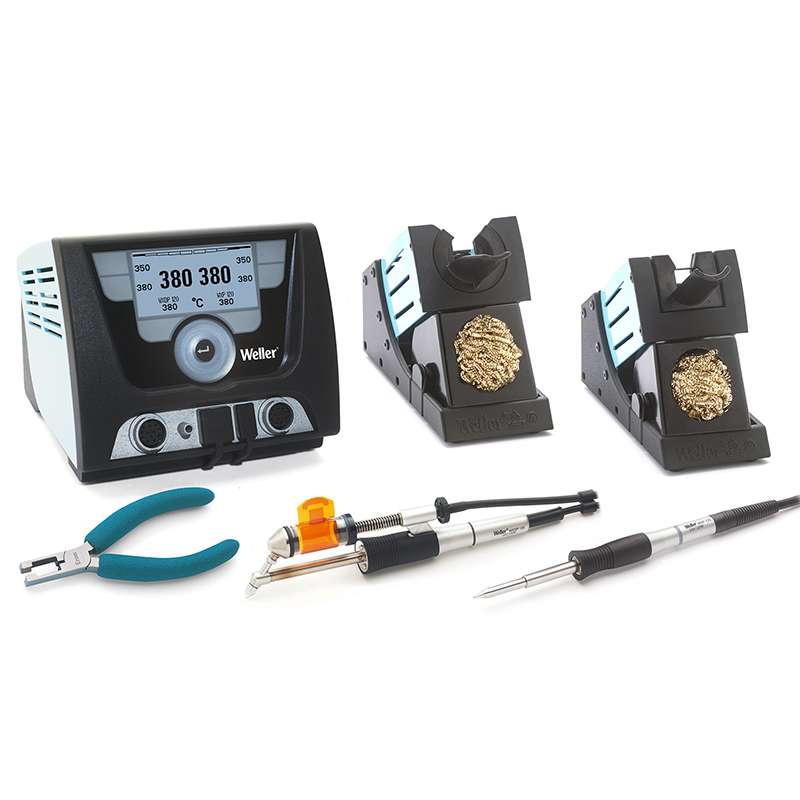 ESD-Safe WX Series Digital Dual Channel Desoldering Station with WXP120 Pencil, WXDP120 Pencil and Stands, 120V, Requires external air