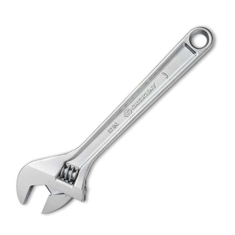 Adjustable Wrench, 12" Chrome, Carded