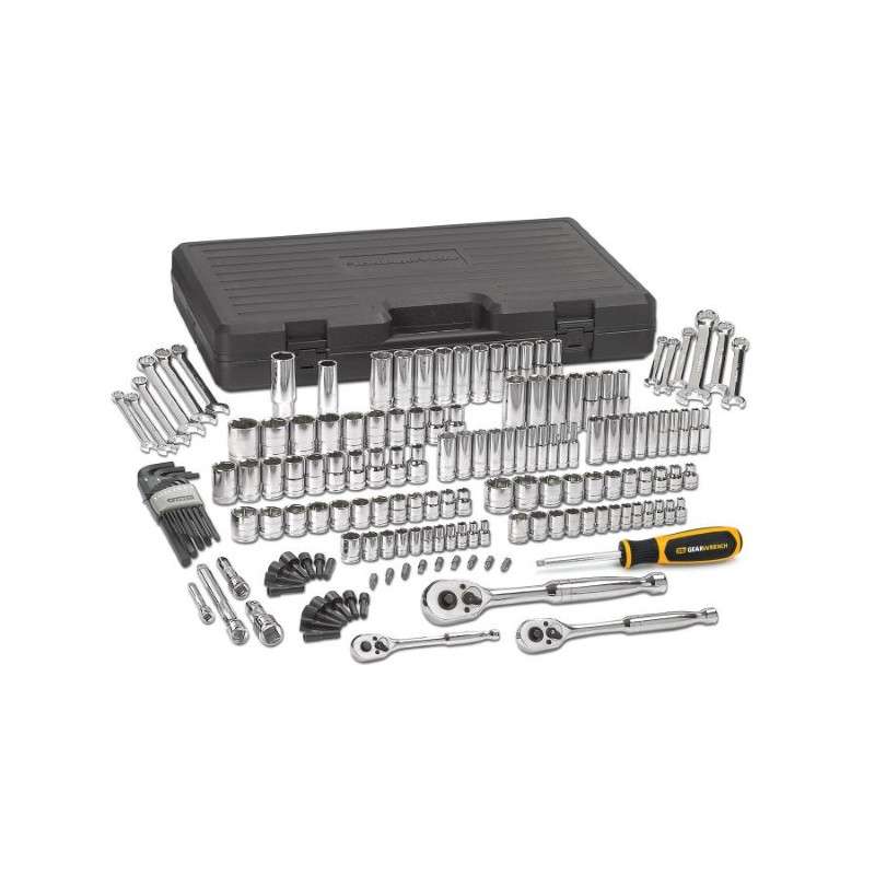 165-Piece 1/4", 3/8" & 1/2" Drive, 6-Point Standard & Deep SAE/Metric Mechanics Tool Set