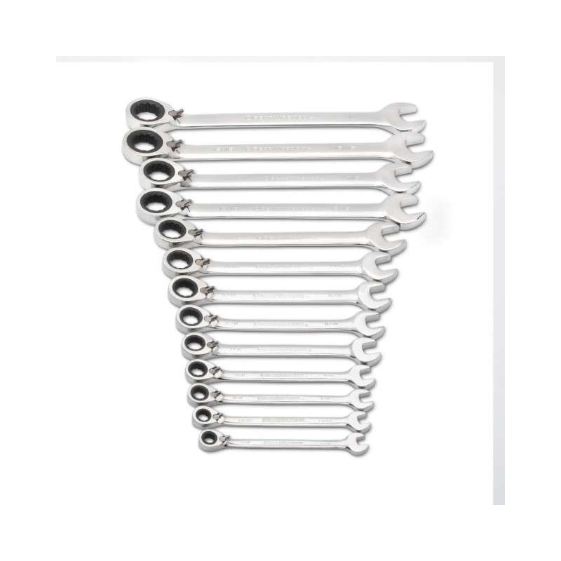 13-Piece 72-Tooth 12-Point Reversible Ratcheting Combination SAE Wrench Set
