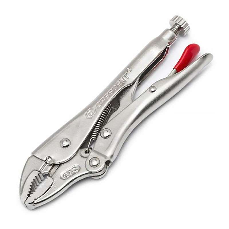 Curved Jaw Locking Pliers, 7" with Wire Cutter