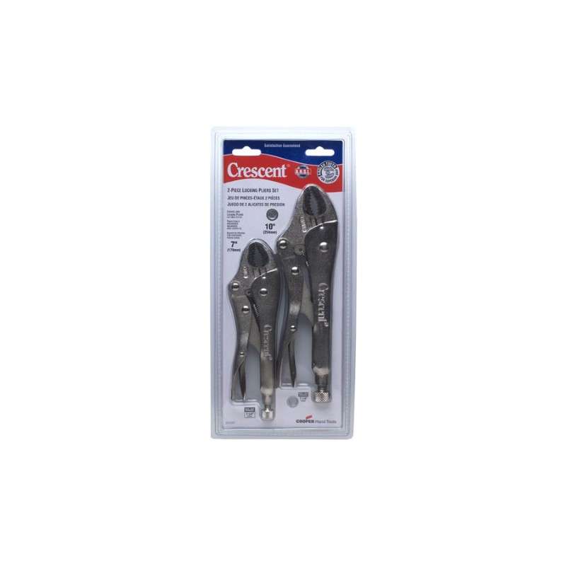 2 Piece Curved Jaw Locking Pliers with Wire Cutter Set