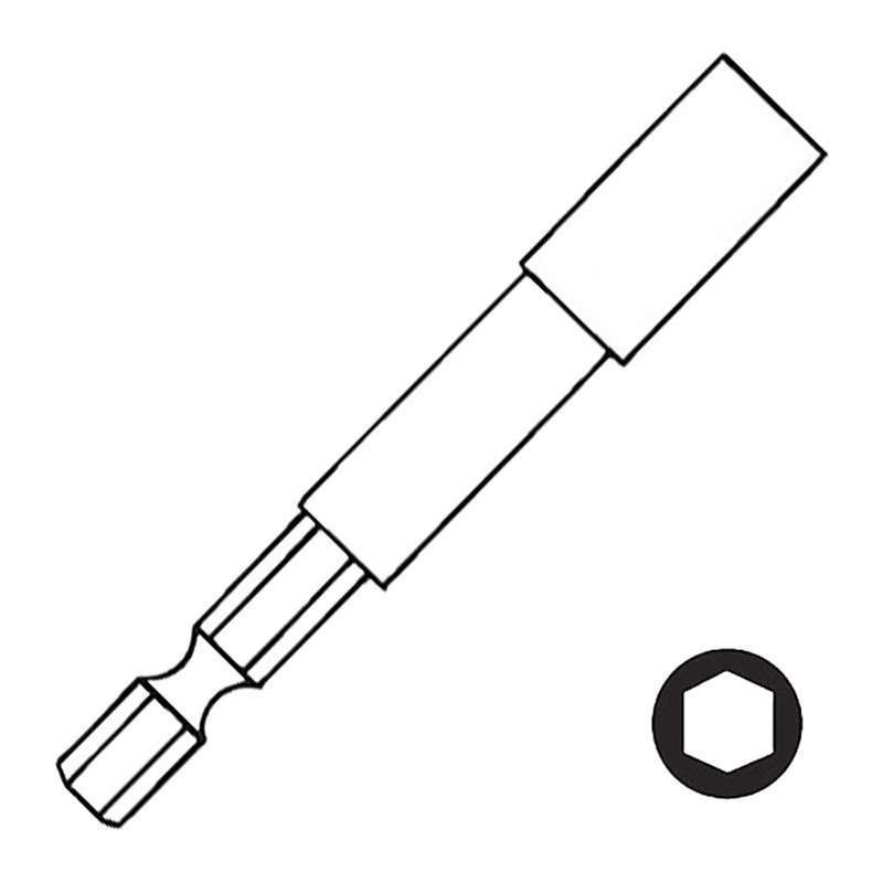 Screw and Nut Bit, 5mm Internal Hex Drive, 9.6mm Body OD, Non-Magnetic