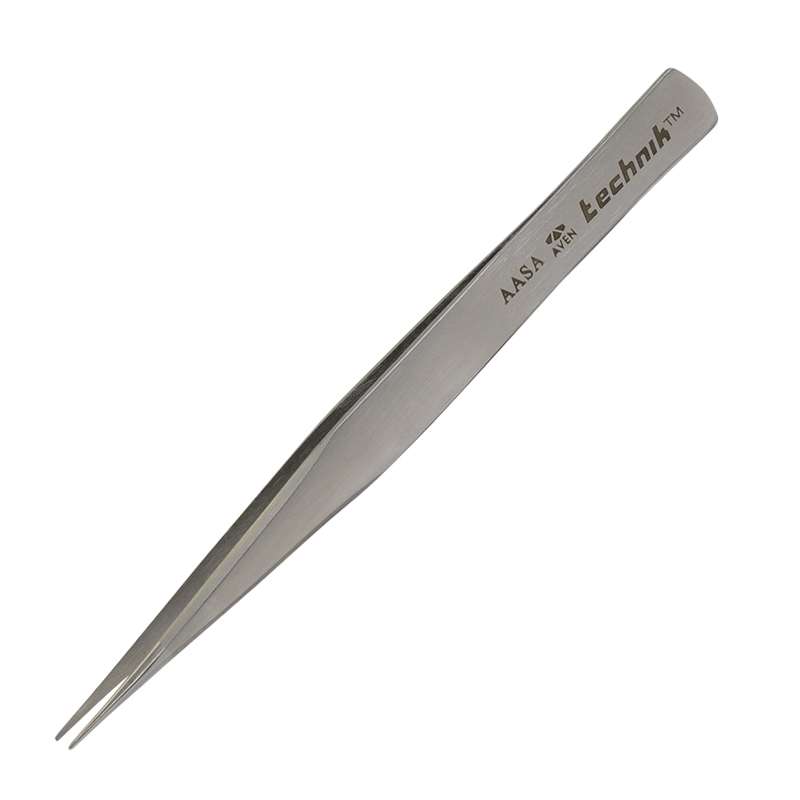 Technik® ESD-Safe Style AA-SA Ultra Satin Stainless Steel Anti-Magnetic Tweezers with Straight Medium Point Tips, 5" Long