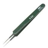 Style 5-SA E-Z Pick Stainless Steel Anti-Magnetic Green Tweezers with Tapered Ultra Fine Point Tips, 4-1/4" Long redirect to product page