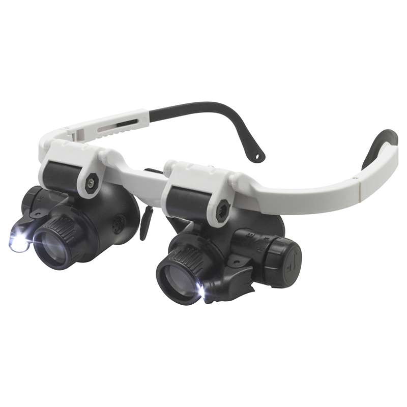 eye loupe inspection goggles with lit LED lights