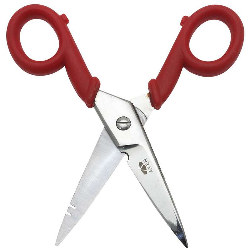 Electrician Scissors with Wire Stripping Slots, Plastic Grips