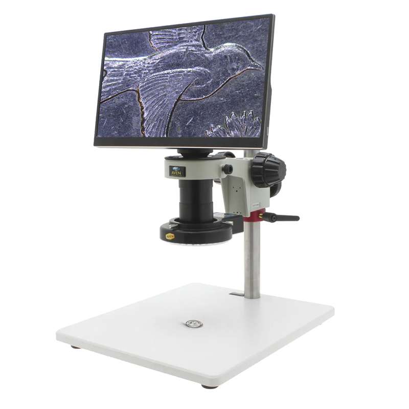 Macro Vue Eidos Video Inspection System (7x-70x), 60 LED Ring Lights, Heavy Duty Stand, HD Monitor