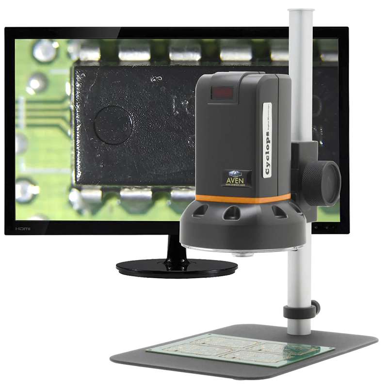 Digital Microscope Cyclops (12x-132x), HDMI Output and Cable, 4x Lens, with Metal Stand