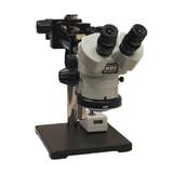 SPZ-50 Stereo Zoom Binocular Microscope (6.75x-50x), Double Arm Boom Stand, LED Ring Light redirect to product page